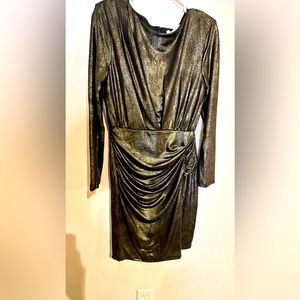 ASTR GOLD FOIL RUCHED Mini DRESS / size MEDIUM/ NEW